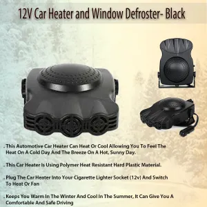 12V Compact Car Heater with Window Defroster - Fast and Efficient