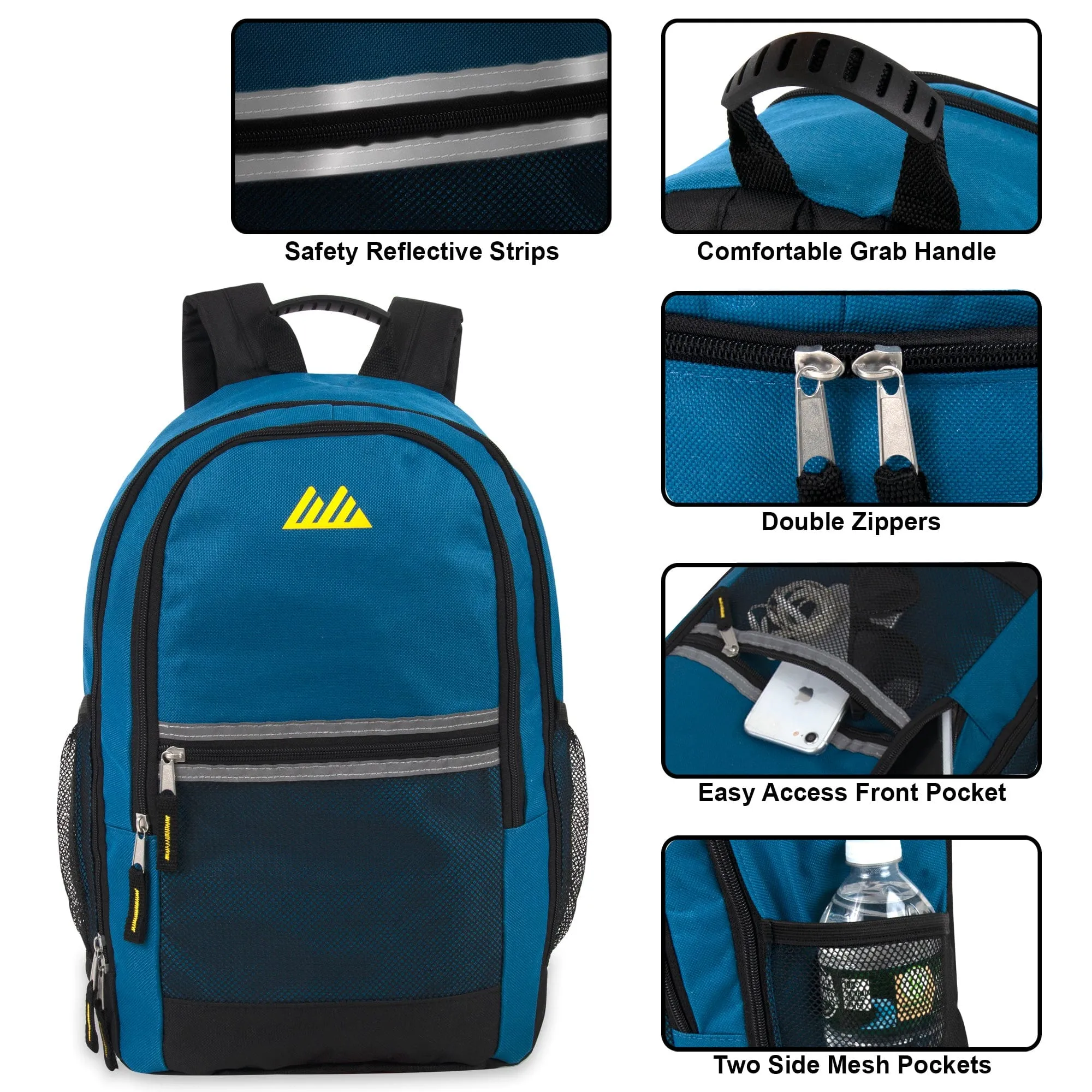 18 Inch Multi Pocket Reflective Backpack - 5 Colors