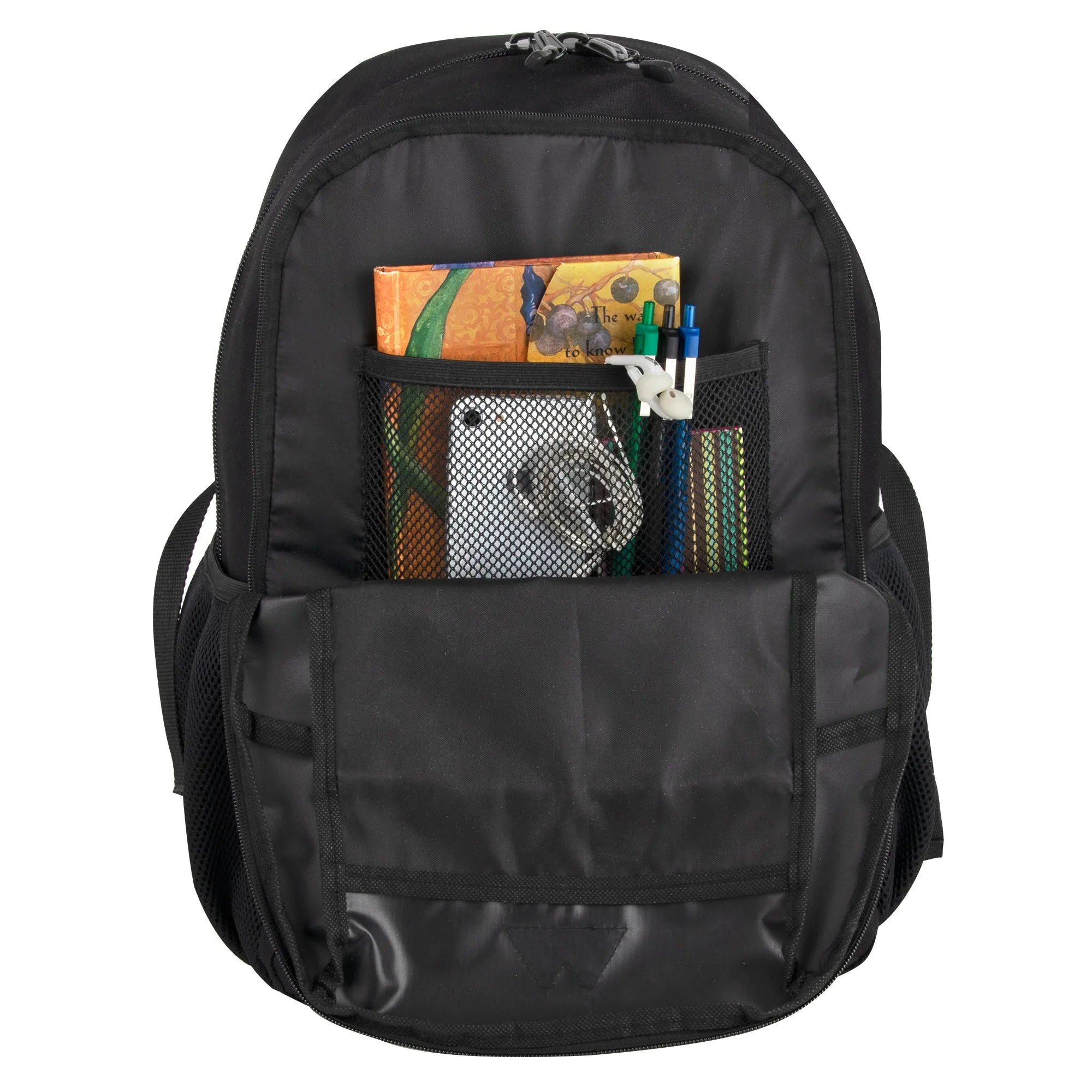 19 Inch Bungee Jacquard Cord Backpack With Padded Laptop Section - Black