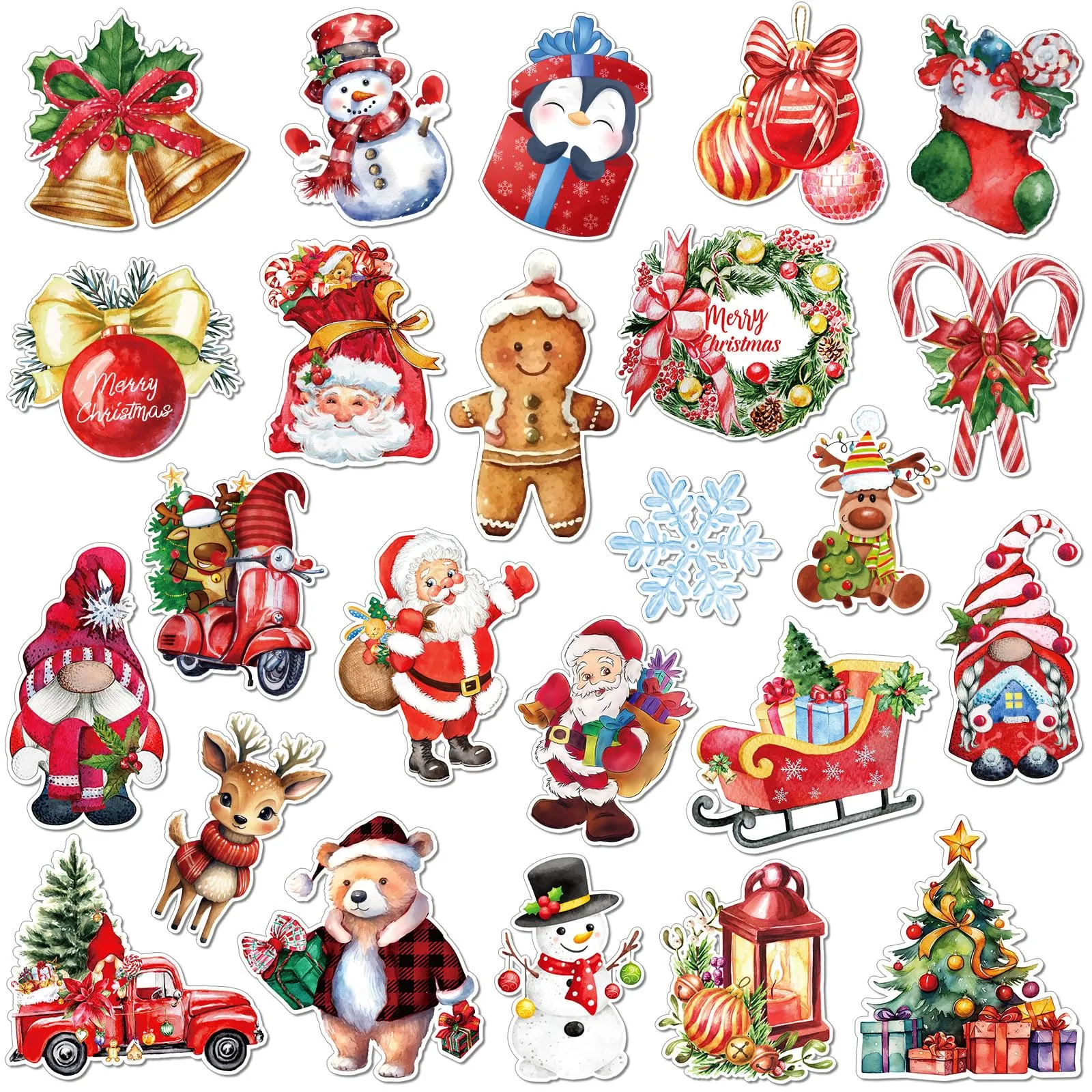 24 Pieces Christmas Refrigerator Magnets Christmas Santa Claus Gnome Snowflake Magnets Decorative Car Fridge Magnetic Stickers Xmas Magnets Decorations for Metal Door Mailbox Car Decor