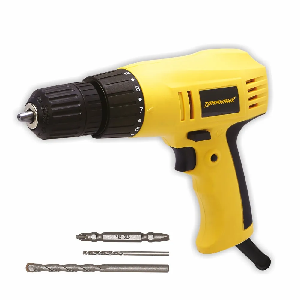 240W 10mm Reversible Screwdriver with Variable Speed & Torque   3 Bits T8646