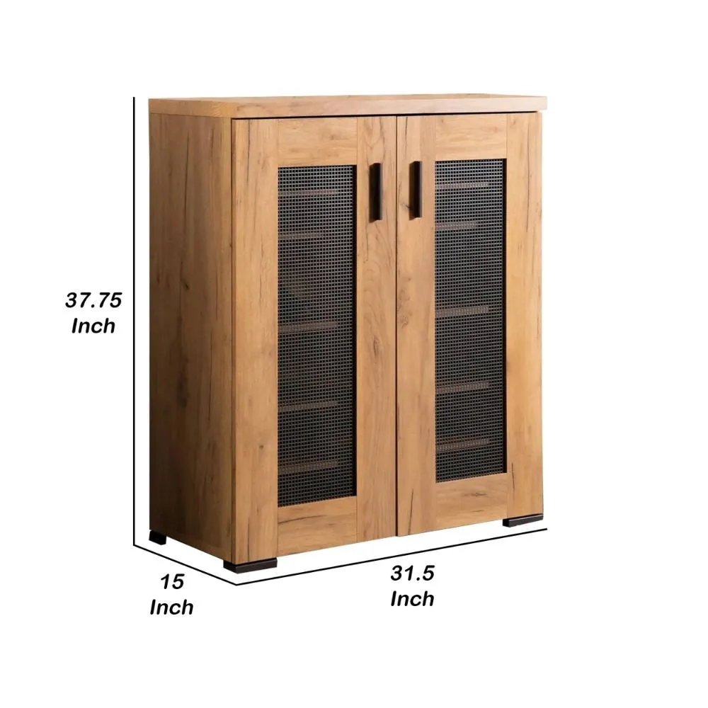 38 Inch Accent Cabinet Chest, 5 Adjustable Shelf Units, Golden Oak Brown By Casagear Home