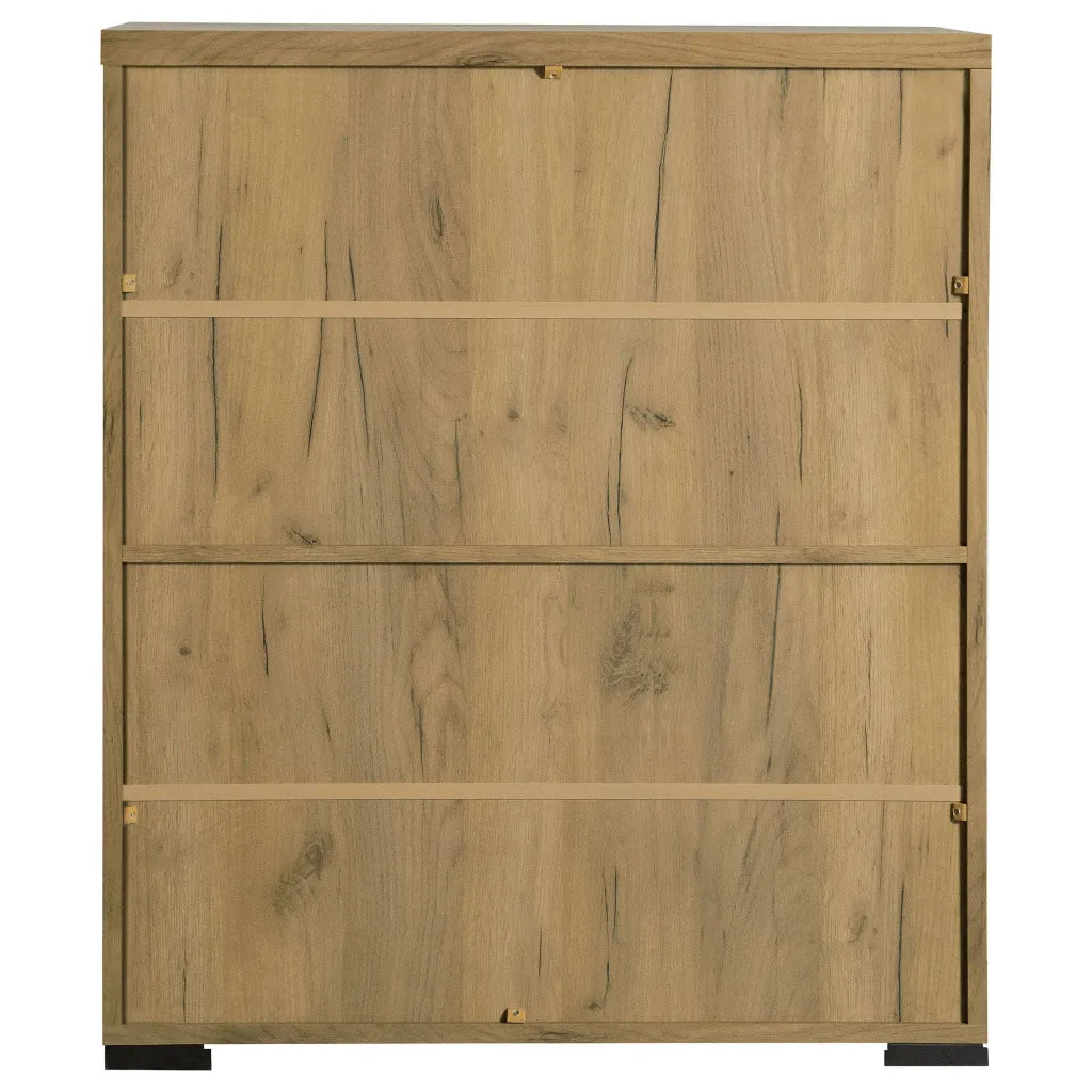 38 Inch Accent Cabinet Chest, 5 Adjustable Shelf Units, Golden Oak Brown By Casagear Home