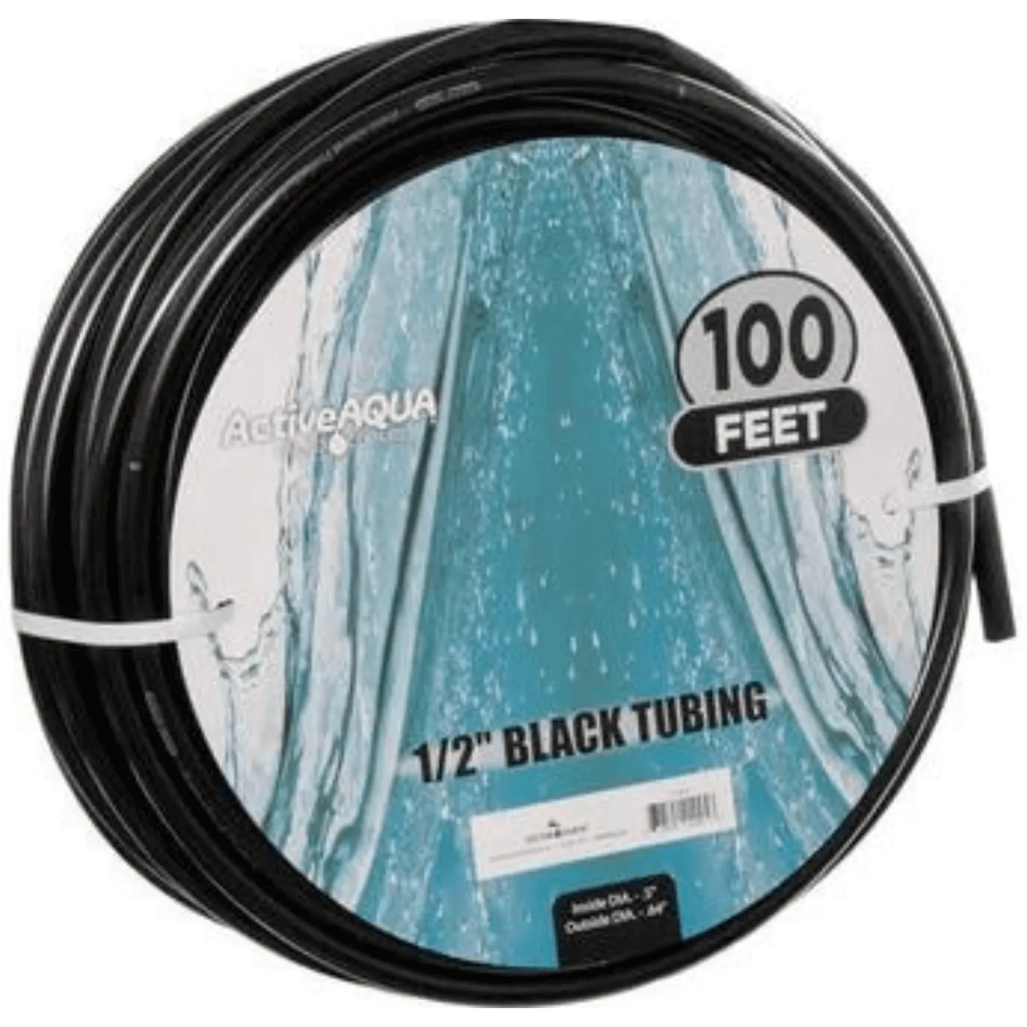 Active Aqua 1/2" ID Black Irrigation Tubing, 100'