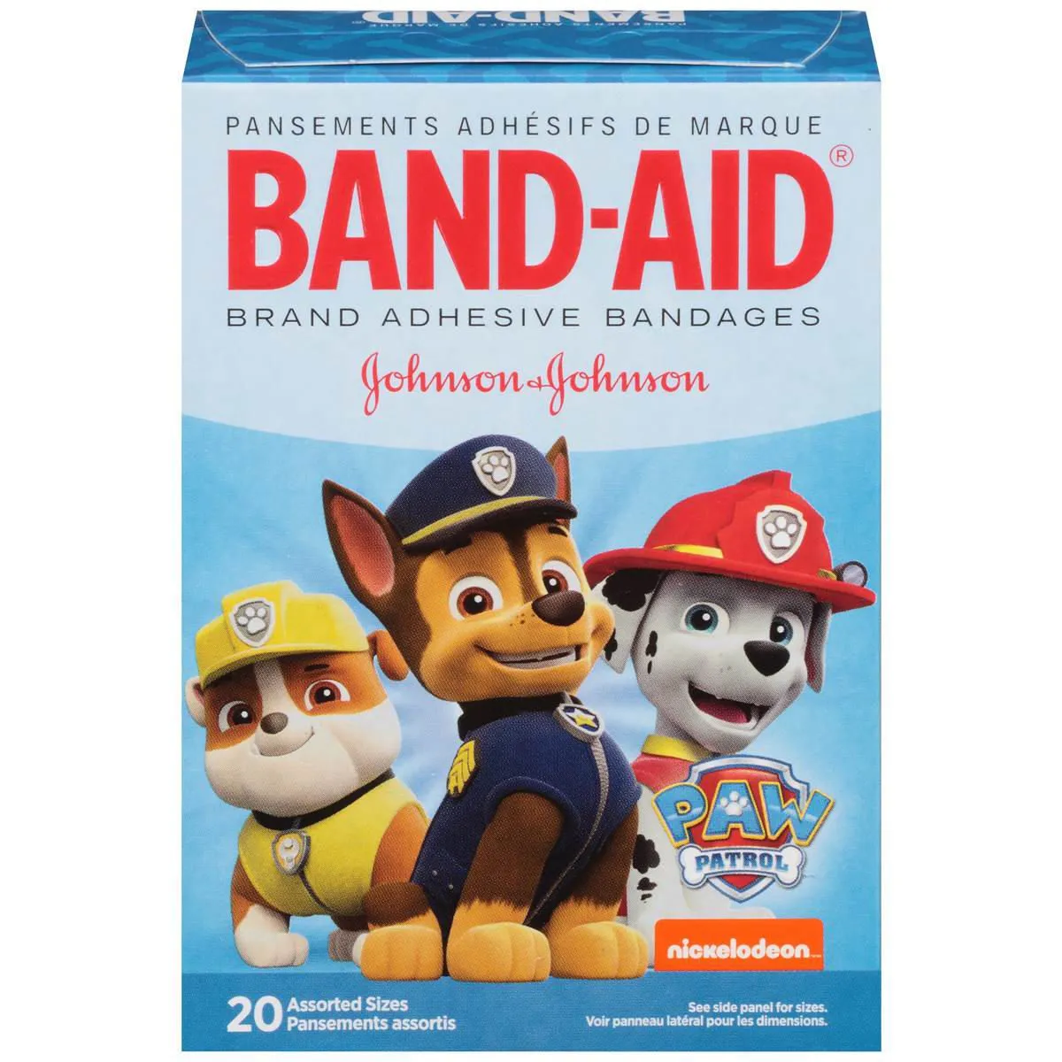 Adhesive Strip Band-Aid 10381371165893 5/8 X 2-1/4 Inch / 3/4 X 3 Inch Plastic Assorted Sizes Kid Design (Paw Patrol) Sterile. Box of 20