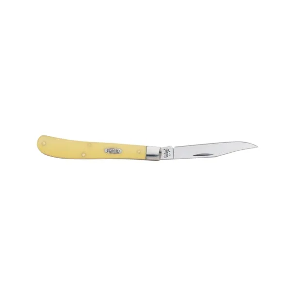 CASE 00031 Pocket Knife, 3-1/4 in L Blade, Vanadium Steel Blade, 1-Blade, Yellow Handle