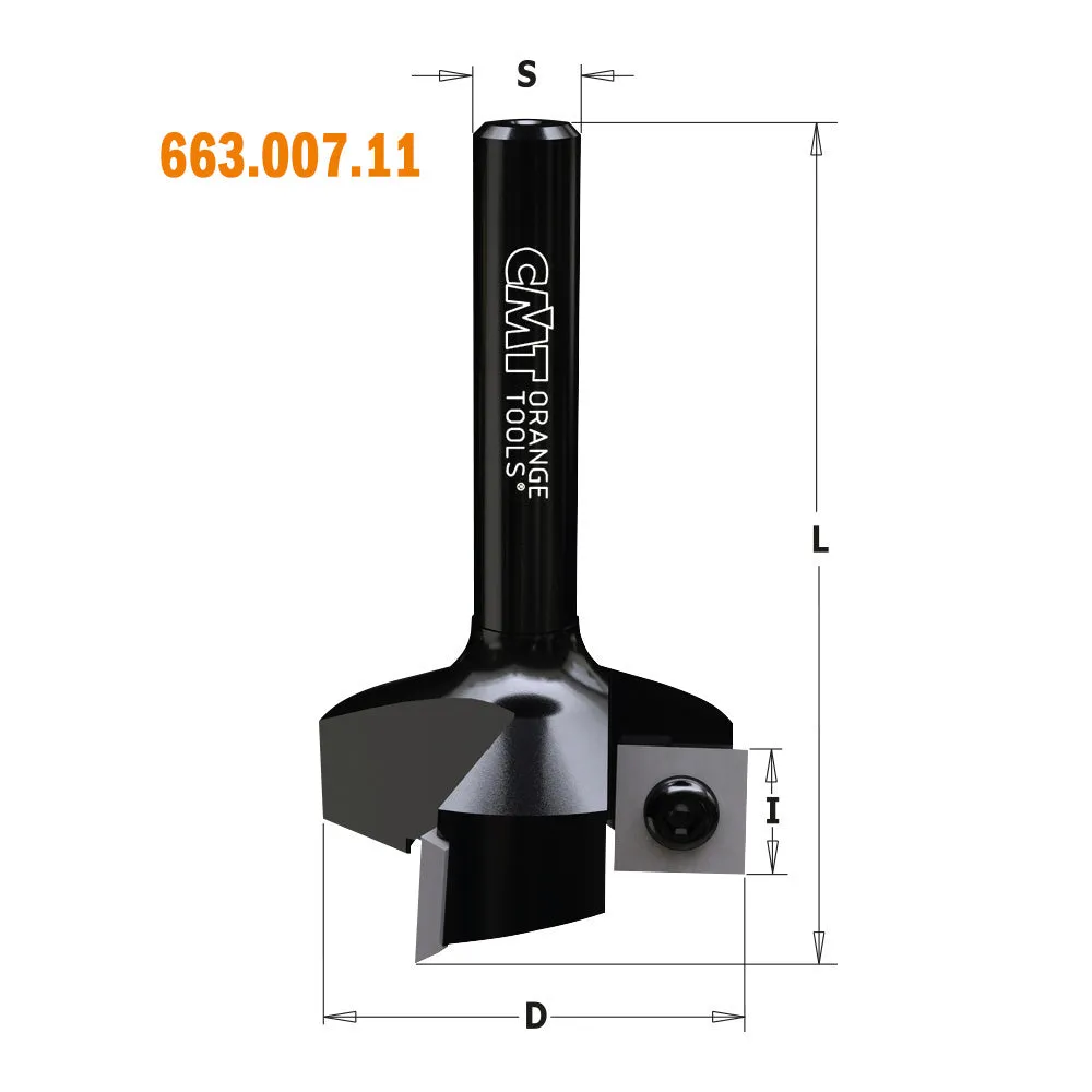 CMT Orange Tools 663.004.11 SPOILBOARD SURFACING ROUTER CUTTERS WITH INSERT KNIVES D=2-3/8’’