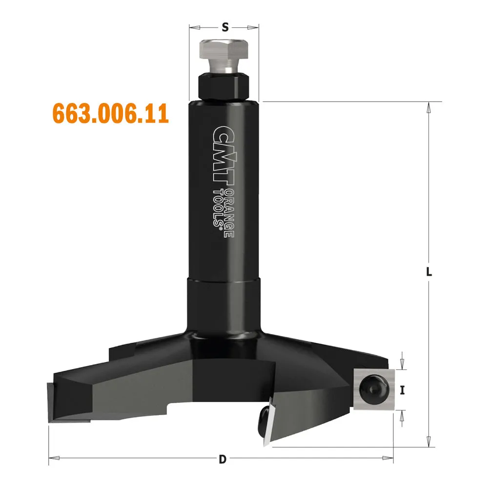 CMT Orange Tools 663.004.11 SPOILBOARD SURFACING ROUTER CUTTERS WITH INSERT KNIVES D=2-3/8’’