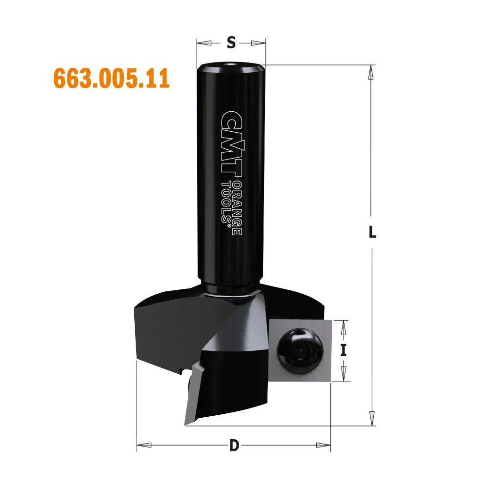 CMT Orange Tools 663.014.11 SPOILBOARD SURFACING ROUTER CUTTERS WITH INSERT KNIVES D=2-3/8’’