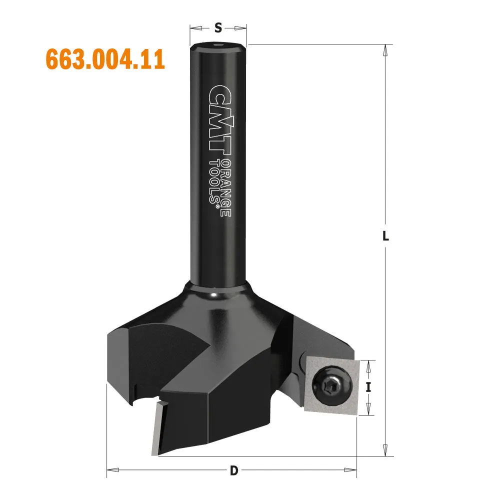 CMT Orange Tools 663.014.11 SPOILBOARD SURFACING ROUTER CUTTERS WITH INSERT KNIVES D=2-3/8’’