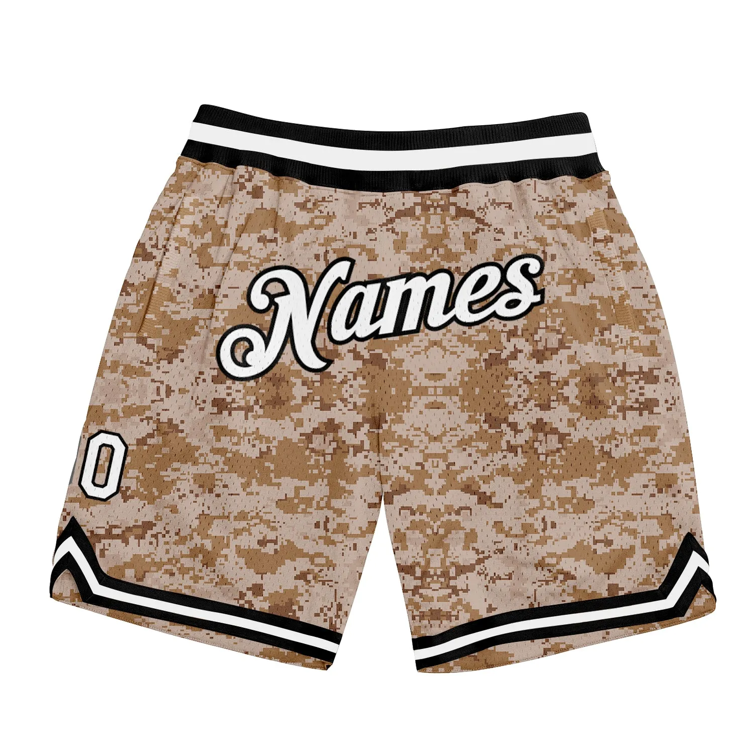 Custom Camo White-Black Authentic Salute To Service Basketball Shorts