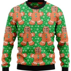 Custom Face Funny Gingerbread Man Ugly Christmas Sweater