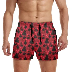 Disney Alice In Wonderland Queen Of Hearts Off With Their Heads Men's Quick Dry Athletic Shorts