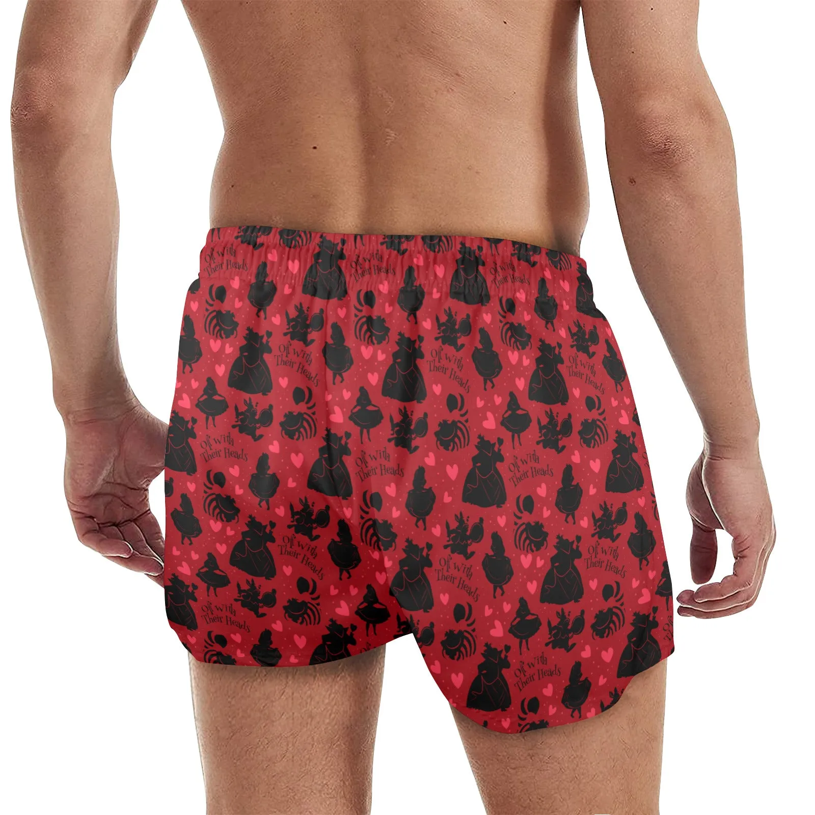 Disney Alice In Wonderland Queen Of Hearts Off With Their Heads Men's Quick Dry Athletic Shorts