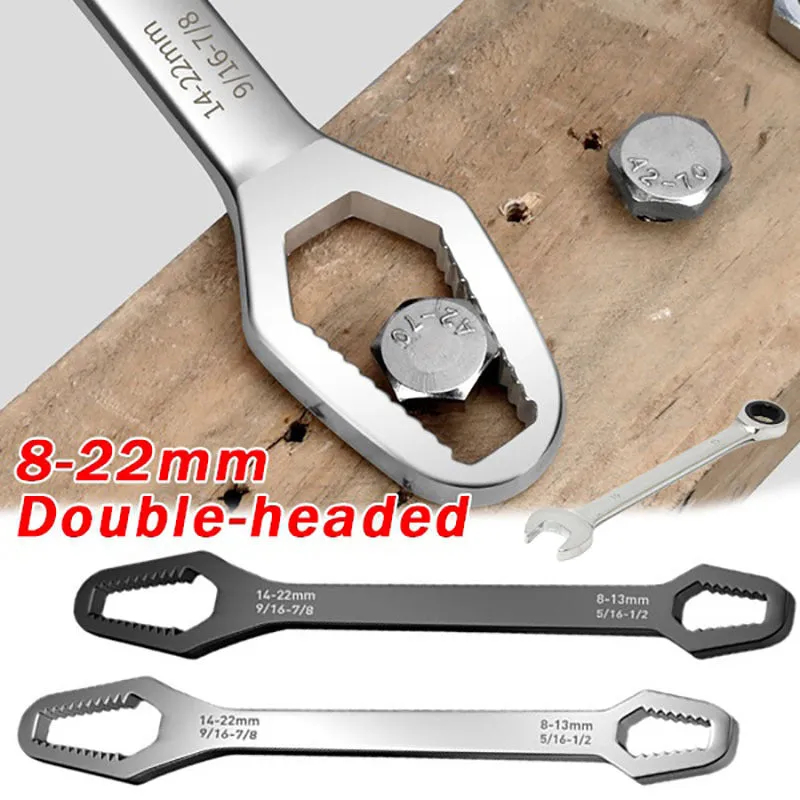 Double-headed torx wrench 8-22 multi-functional anti-slip self-tightening adjustable glasses wrench household auto repair hand tools