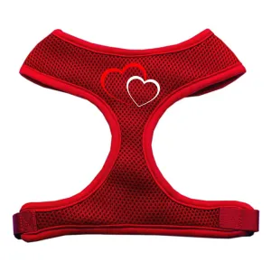 Double Heart Design Soft Mesh Harnesses Red Medium