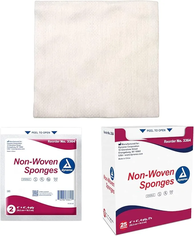 Dynarex Non-Woven Sponges Sterile 4"x 4" 25ct