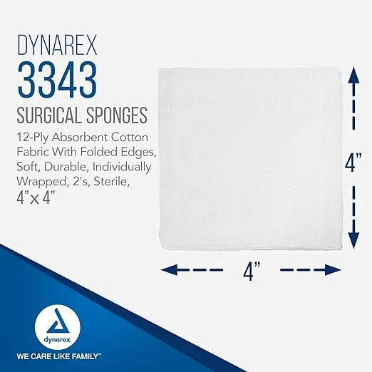 Dynarex Surgical Sponge 4" x 4" 25ct 3343