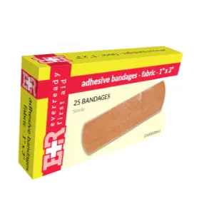 Ever Ready First Aid Adhesive Bandages, Flexible Fabric, 1" x 3", in Kit Unit Box,25's