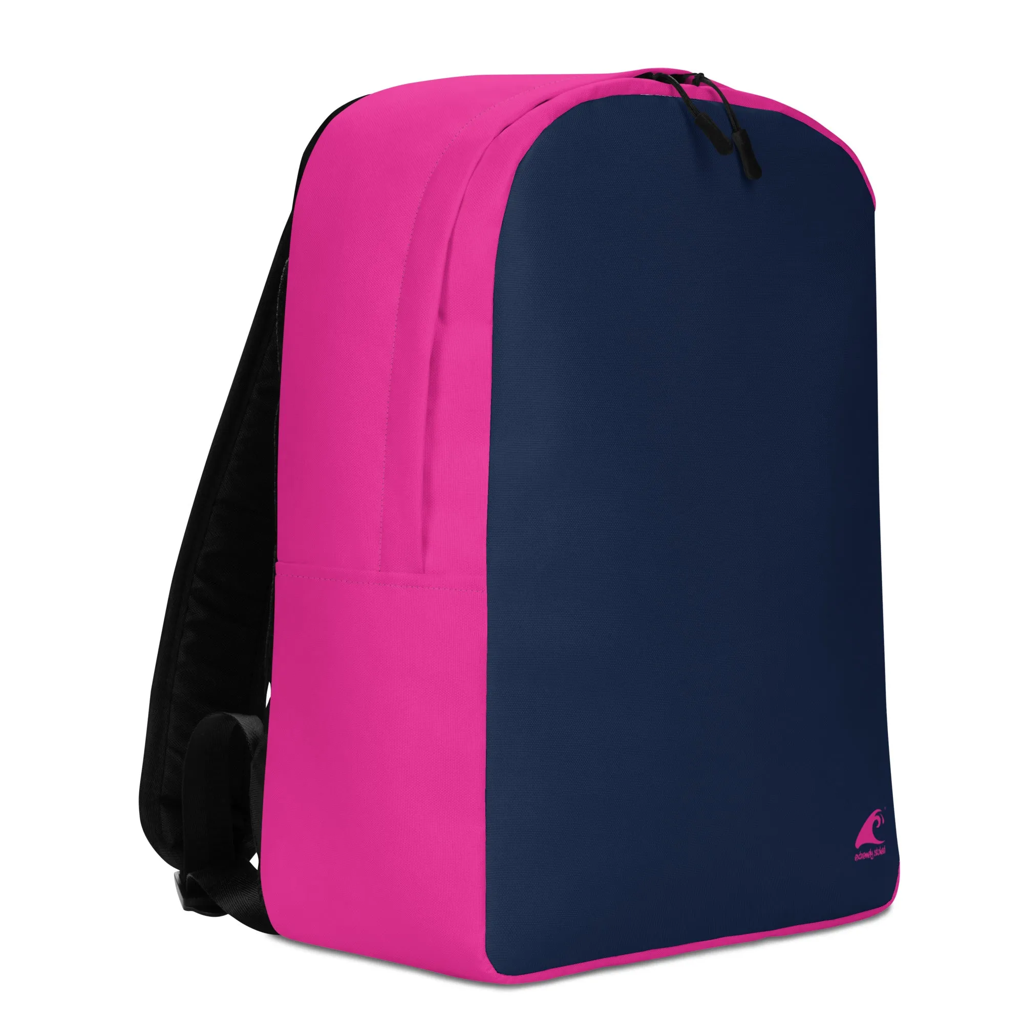 Extremely Stoked Epic Wave Logo on Navy Blue and Hot Pink Backpack