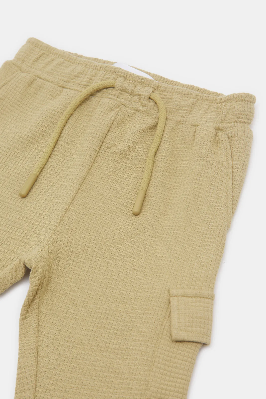 Infant Boys Beige Jacquard Active Pants