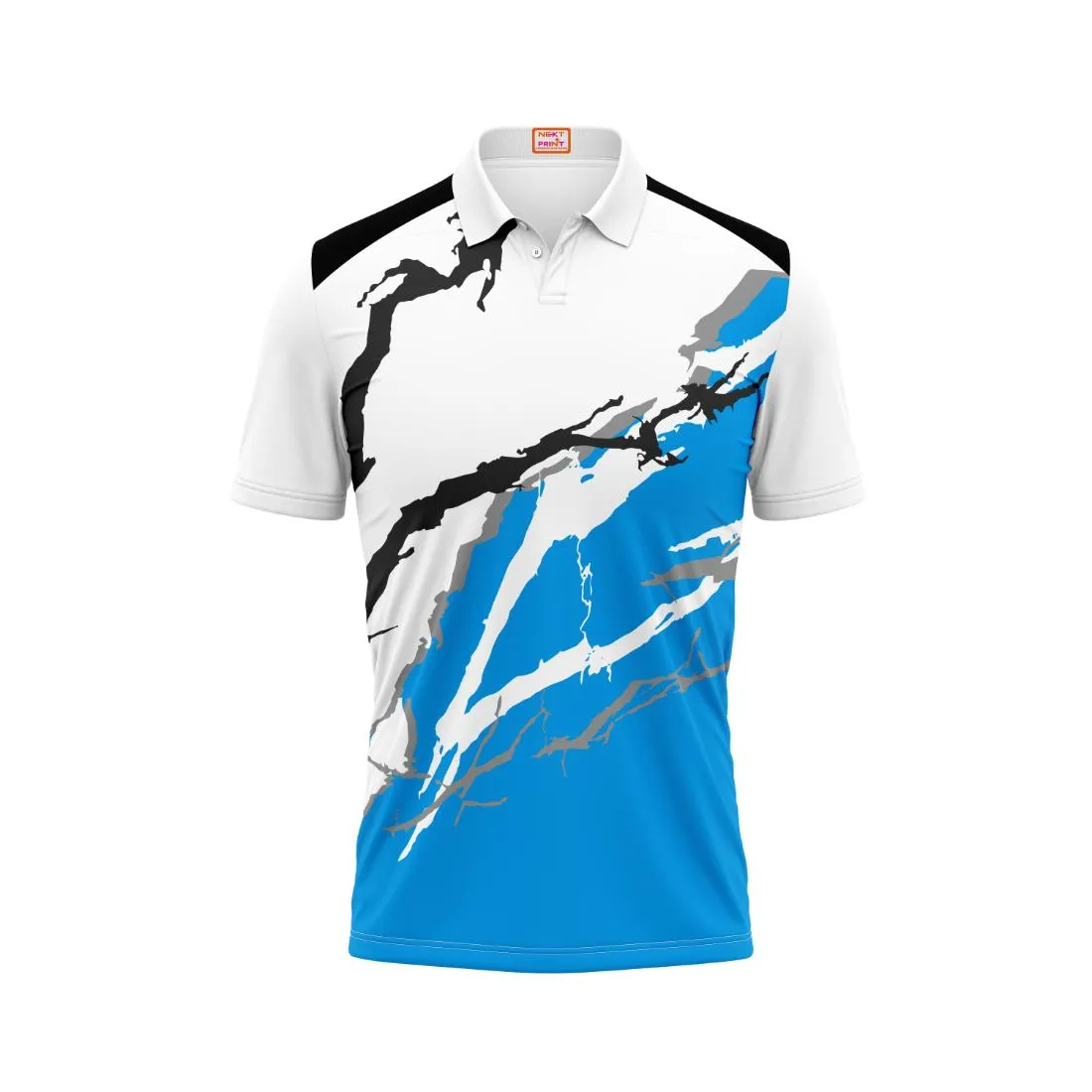 Next Print Customized Polo Neck White Jersey - Design 16