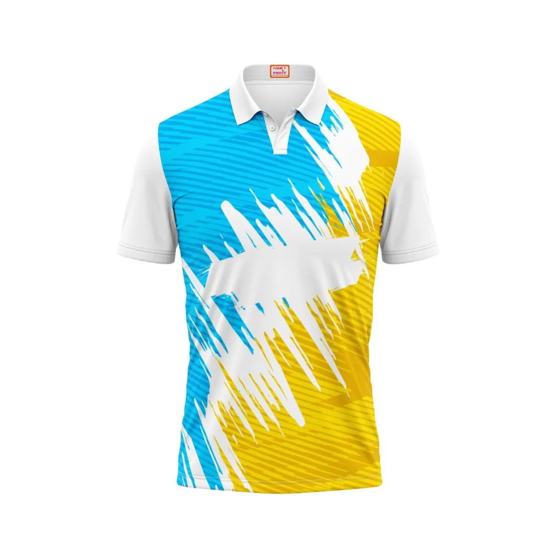 Next Print Customized Polo Neck White Jersey NPTS93