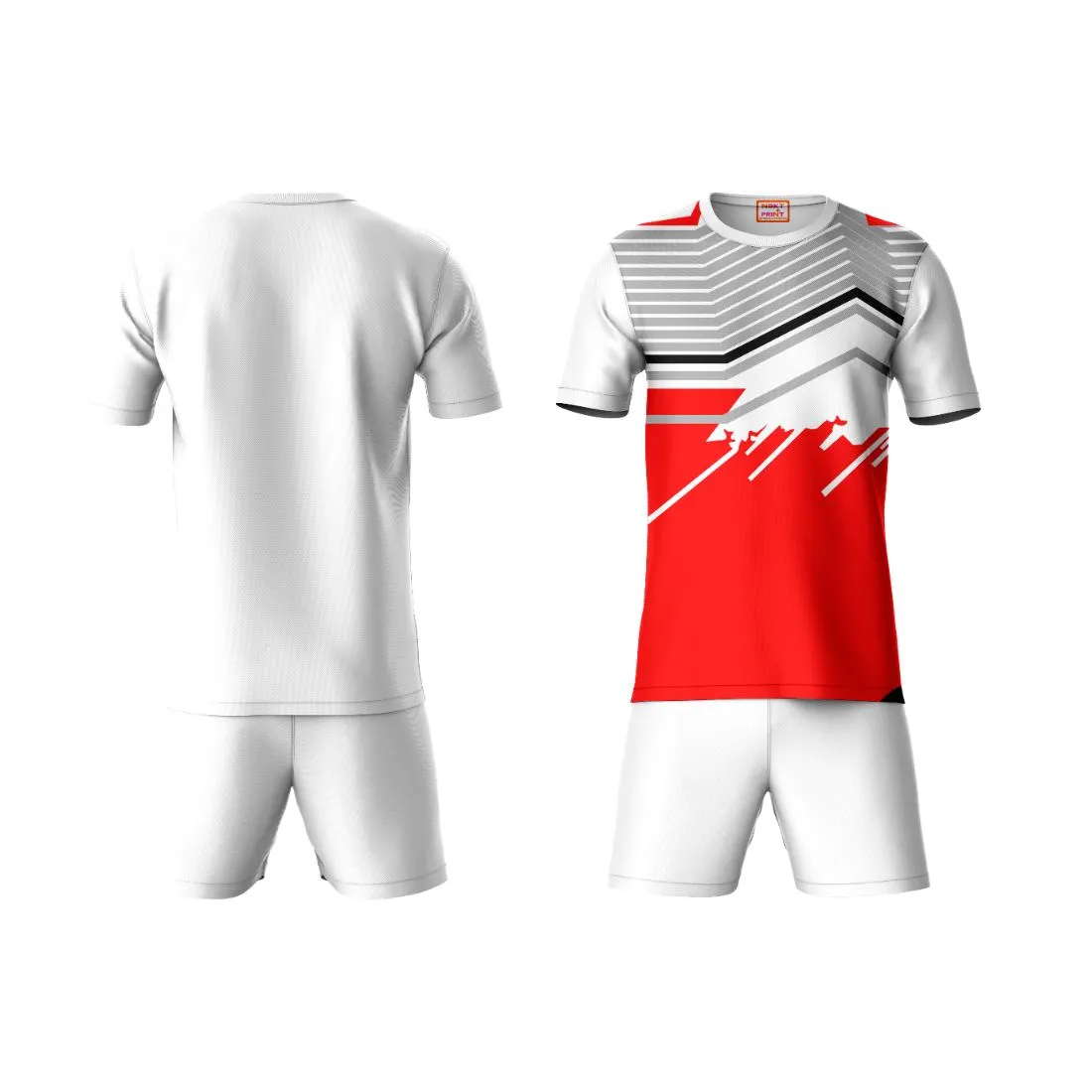 Next Print Round neck jersey white with shorts NPTS16