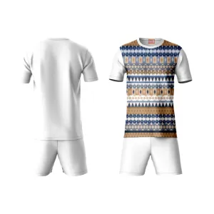 Next Print Round neck jersey white with shorts NPTS47