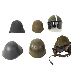 Original U.S. & European WWII Era to Cold War Era Helmet Lot Complete With Liners - 6 Items