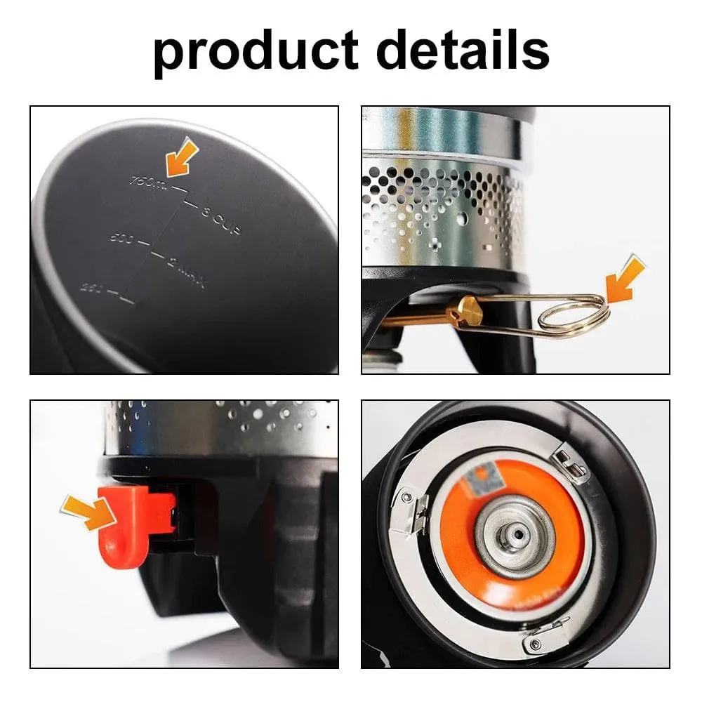 Outdoor Camping Cookware Alumina Picnic Pot and Furnace Set Portable Stoves Windproof 0.9L Pot GasStove Kit