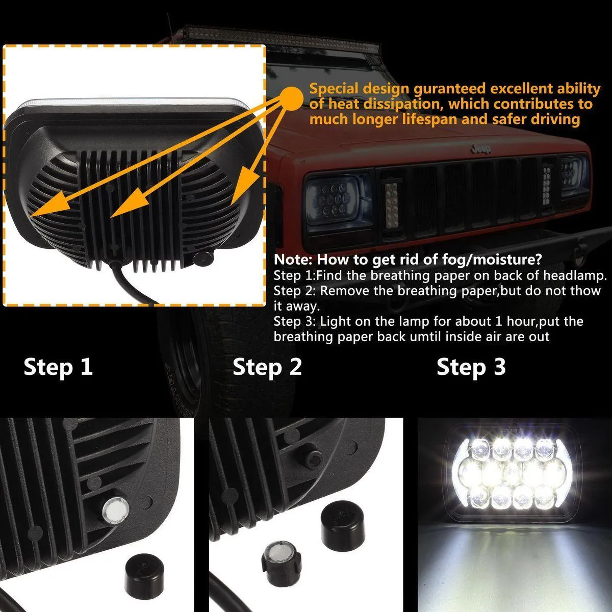 Partsam 5x7 LED Headlights 7x6 Sealed Beam Angel Eyes DRL Hi/Lo H6054 Compatible with Wrangler YJ Cherokee XJ/ 4Runner Tacoma/Blazer Express Van (2PCS)