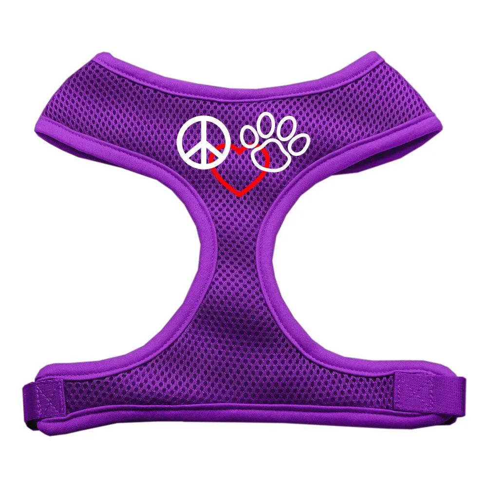 Peace, Love, Paw Design Soft Mesh Harnesses Purple Extra Large