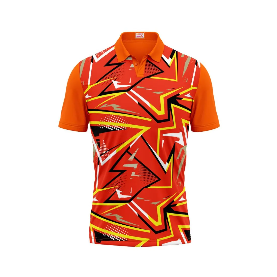 Polo Neck Printed Jersey Orange Design 19