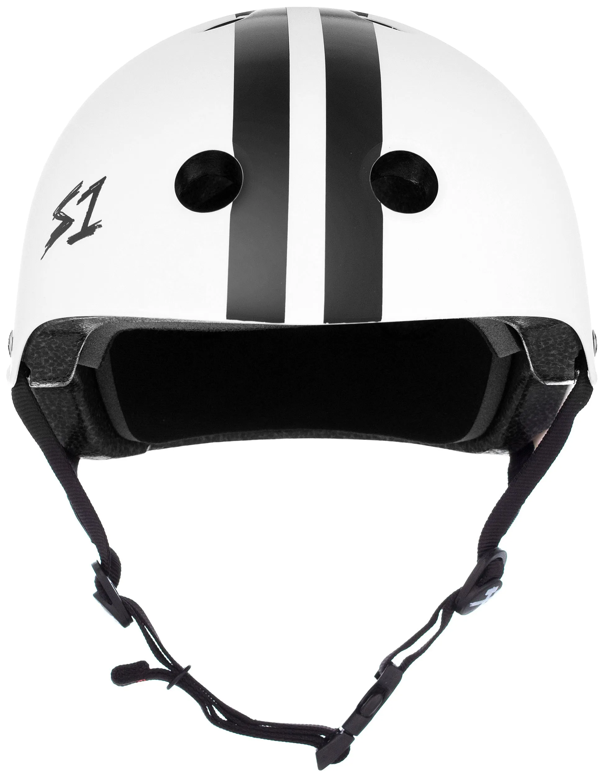 S1 LIFER HELMET - WHITE GLOSS W/ BLACK STRIPES