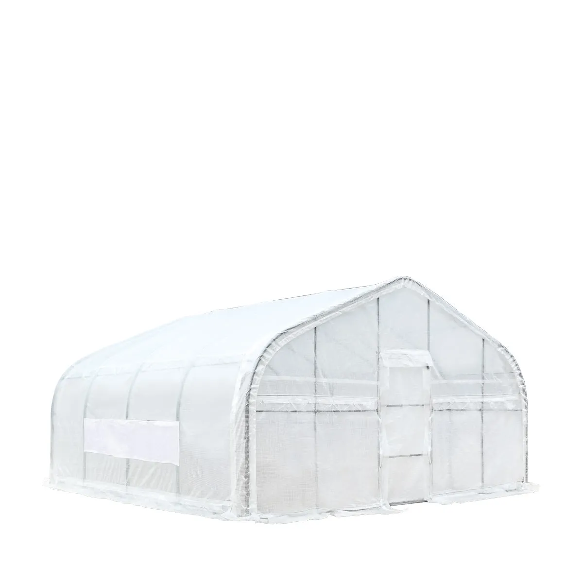 TMG Industrial 20’ x 20’ Tunnel Greenhouse Grow Tent w/12 Mil Ripstop Leno Mesh Cover, Cold Frame, Roll-up Windows, Peak Ceiling Roof, TMG-GH2020