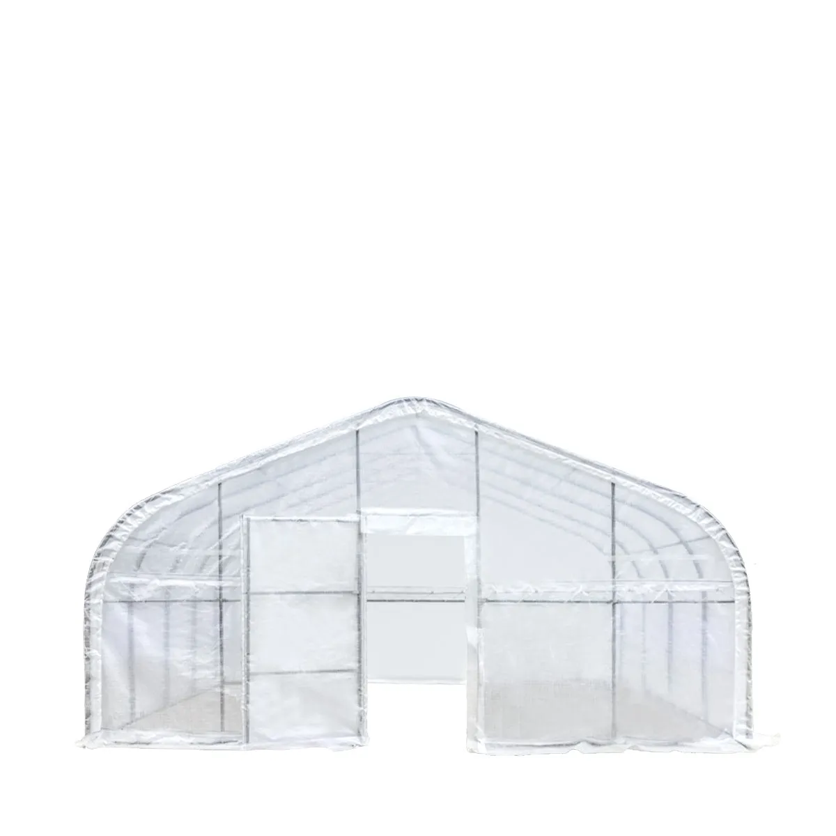 TMG Industrial 20’ x 20’ Tunnel Greenhouse Grow Tent w/12 Mil Ripstop Leno Mesh Cover, Cold Frame, Roll-up Windows, Peak Ceiling Roof, TMG-GH2020