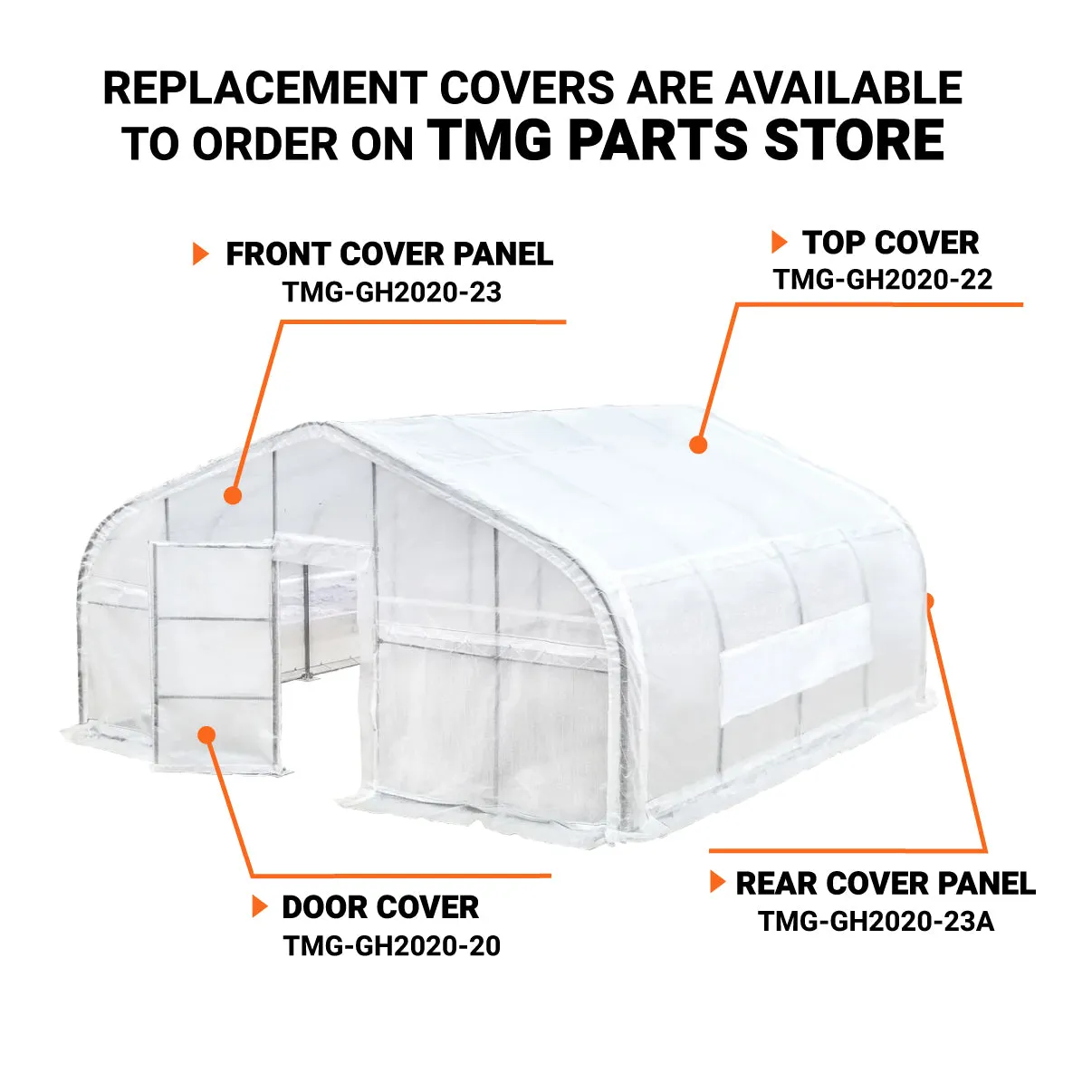 TMG Industrial 20’ x 20’ Tunnel Greenhouse Grow Tent w/12 Mil Ripstop Leno Mesh Cover, Cold Frame, Roll-up Windows, Peak Ceiling Roof, TMG-GH2020