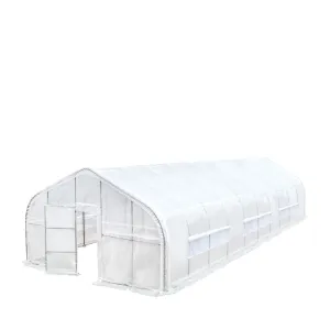 TMG Industrial 20’ x 50’ Tunnel Greenhouse Grow Tent w/12 Mil Ripstop Leno Mesh Cover, Cold Frame, Roll-up Windows, Peak Ceiling Roof, TMG-GH2050