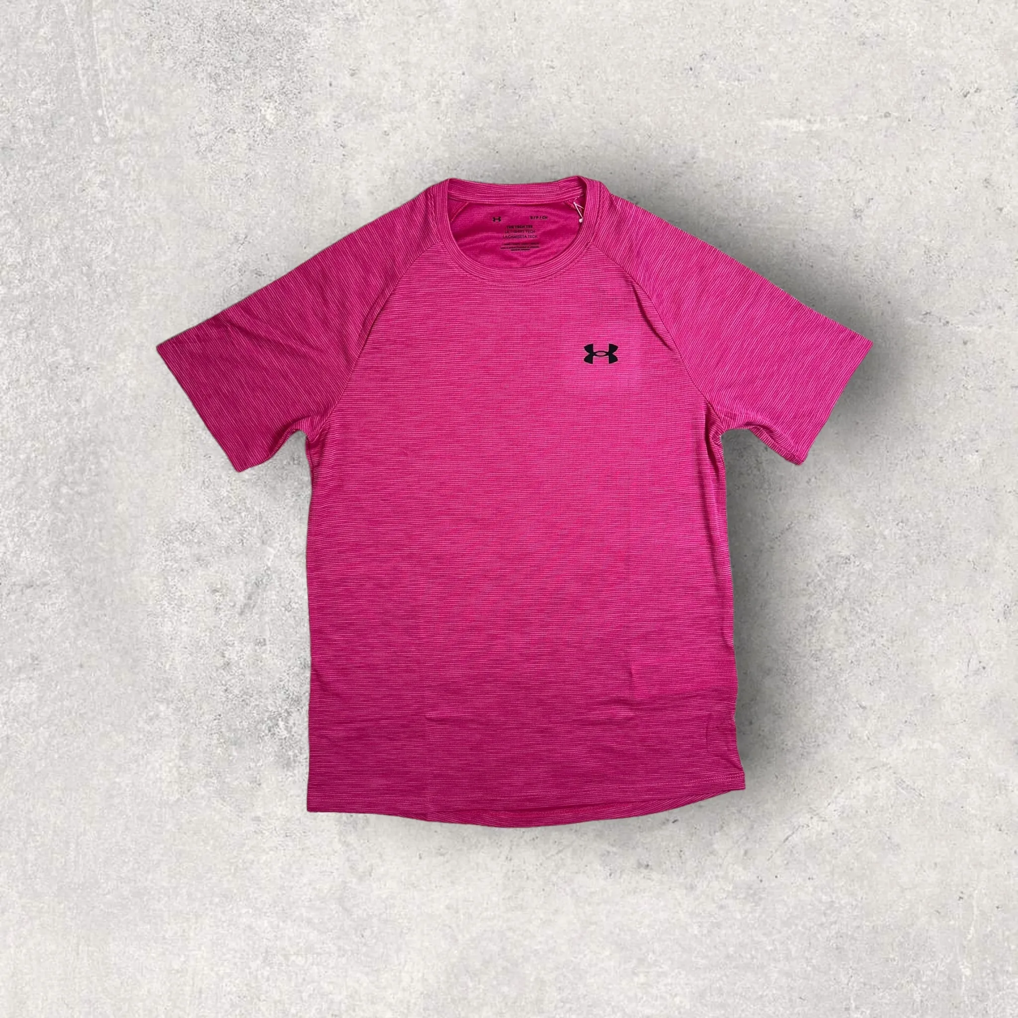 UNDER ARMOUR TECH T-SHIRT/SHORT SET - PINK/BLACK